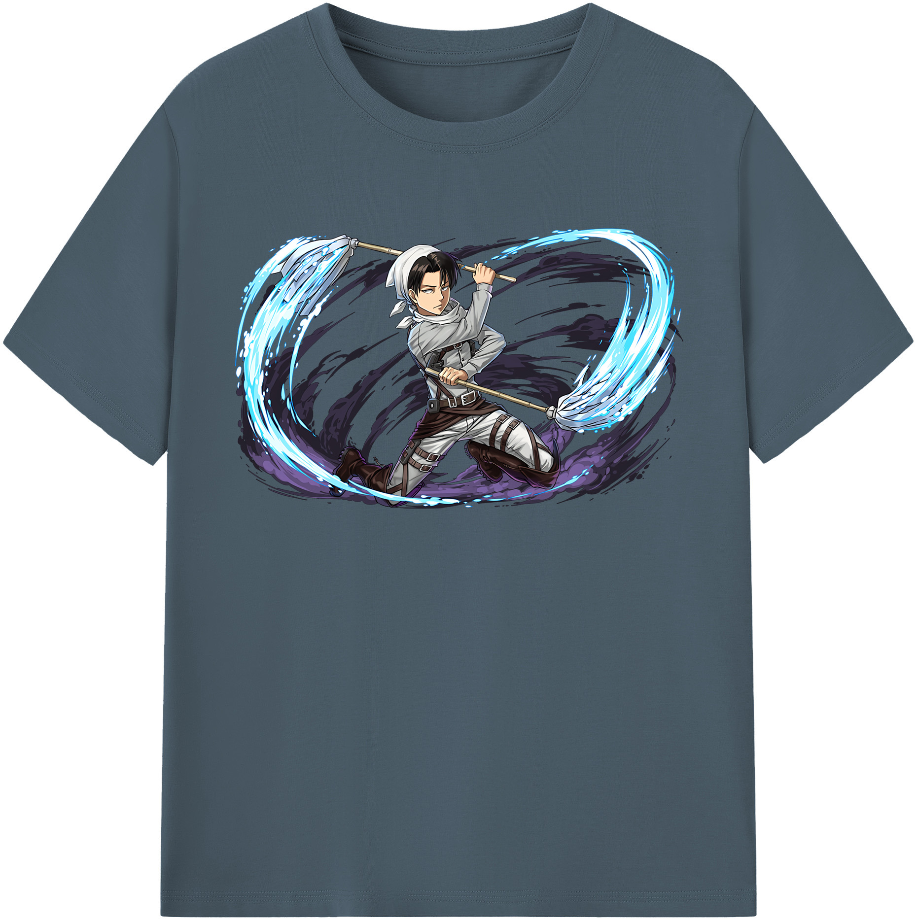 （画像用） 進撃の巨人 リヴァイ·アッカーマン Attack on Titan Levi Ackerman 綿100％半袖Tシャツ（フロントプリント）